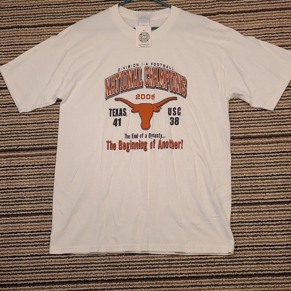 UT Texas Longhorns National Champions White Cotton Large Mens T Shirt 2005 NEW